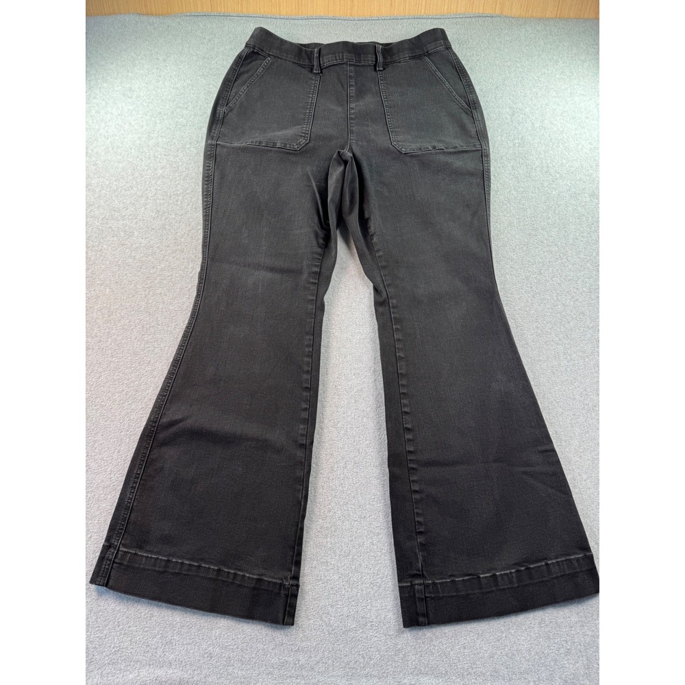 Judy Blue Washed Black Flare Jeans Pull On Patch Pocket High Rise 16W JB88651